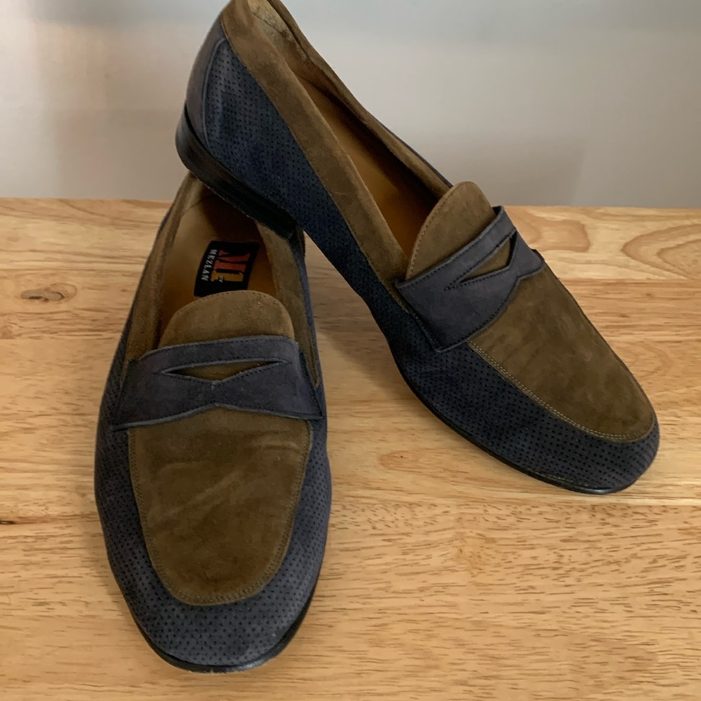 Men’s Mezlan Two-Tone Suede Penny Loafers